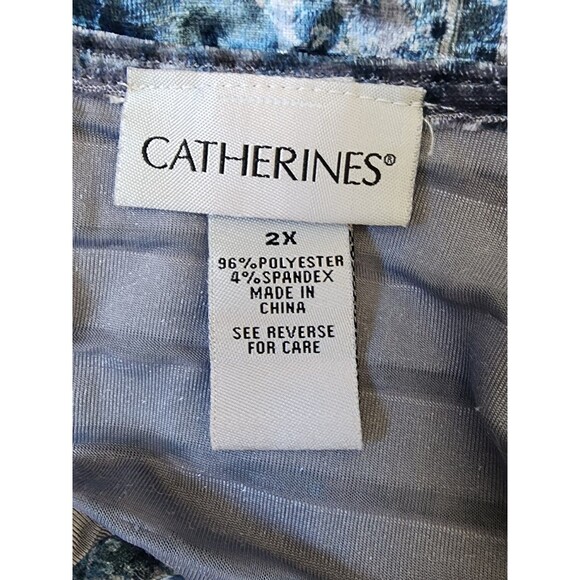 Catherines Velvet Burnout Top Size 2X Blue Super Soft - Picture 7 of 8